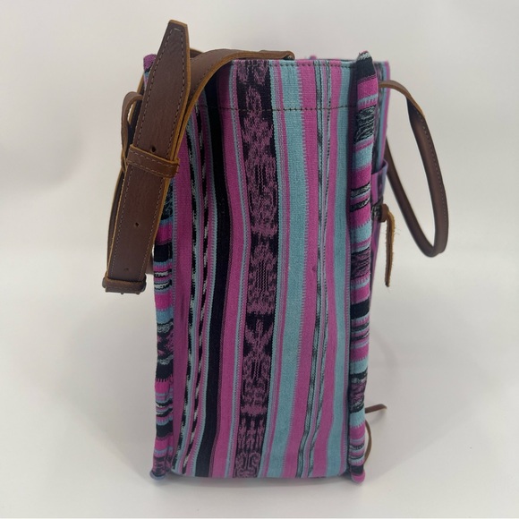 Nena & Co. 13in x 17in One Of A Kind Guatemala Travel Tote Bag Purple,blue,blk - Picture 9 of 12